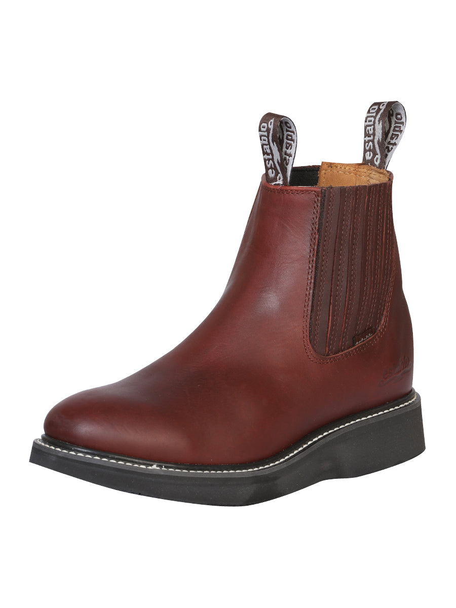 Establo Men’s Work Ankle Boot - Grasso Leather - Wine 24963