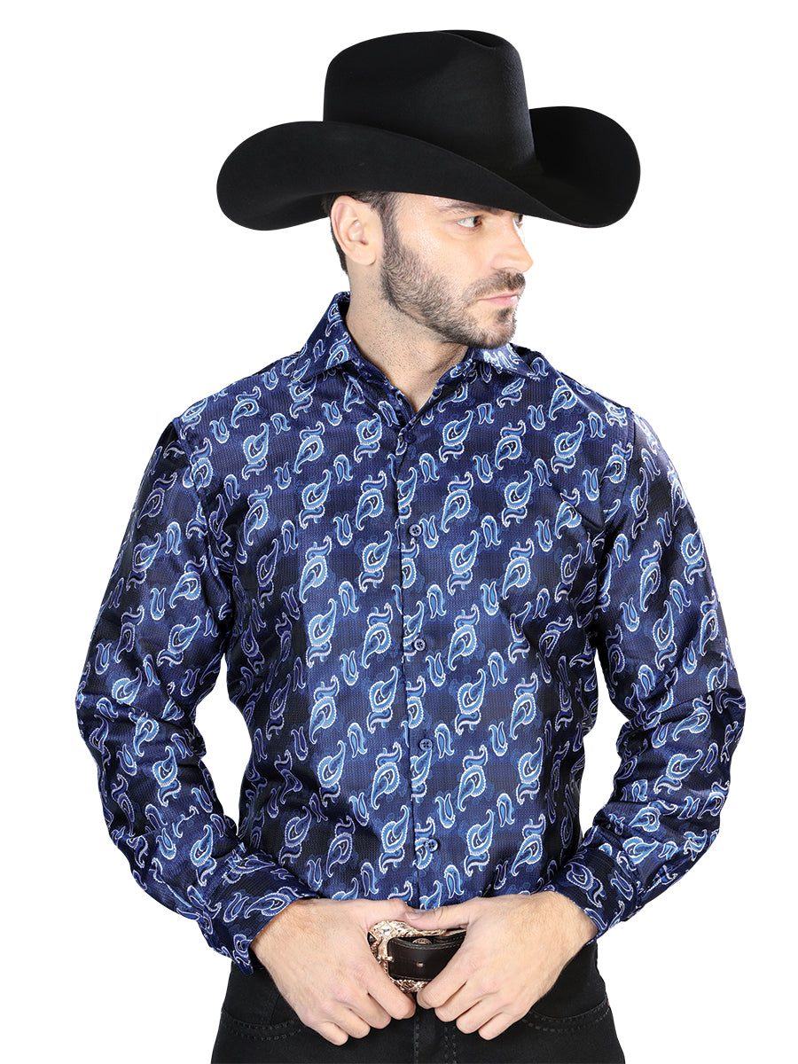 Blue Casual Long Sleeve Shirt 43755