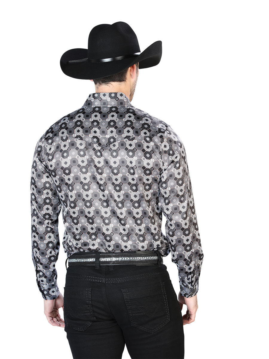 Black And  Gray Casual Long Sleeve Shirt 43939