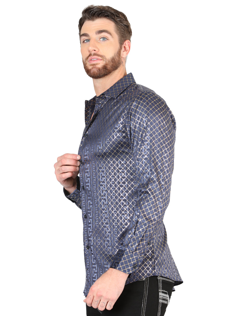 El General Navy Blue Casual Long-Sleeve Shirt 44551
