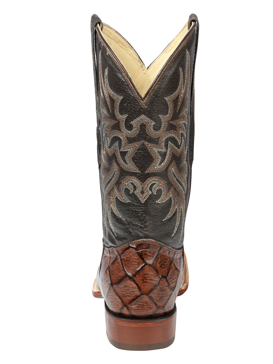 El Señor de los Cielos Men’s Rodeo Boot - Monster Fish Imitation Leather - Brown 44931