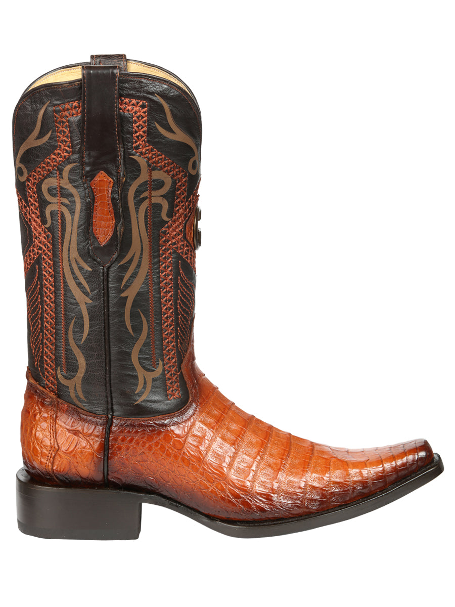 El General Men's Exotic Caiman Belly Cowboy Boots - Cognac 45080