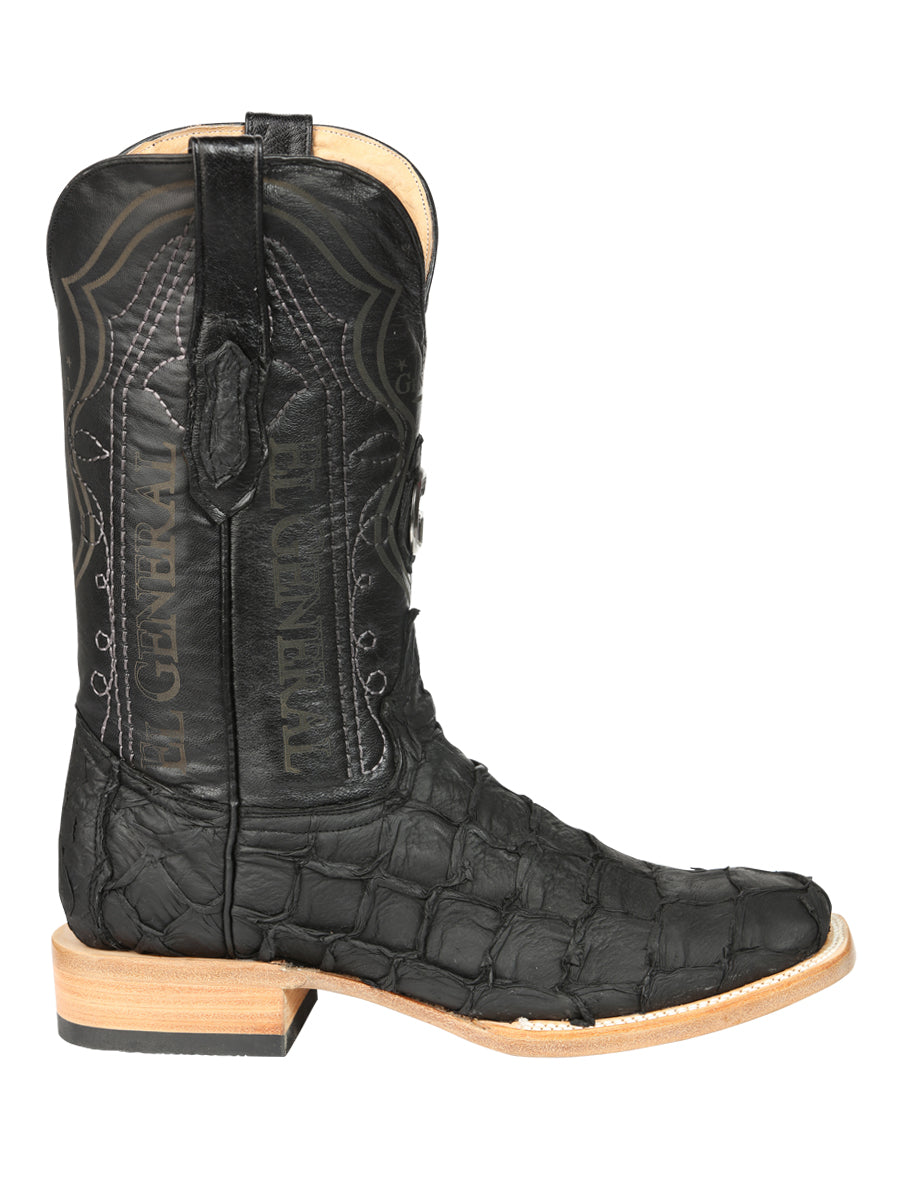 El General Men's Exotic Monster Fish Rodeo Cowboy Boots - Black 45083