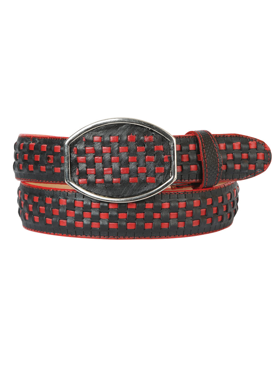 El General Cowboy Belt Petatillo Leather - Black/Red
 45371