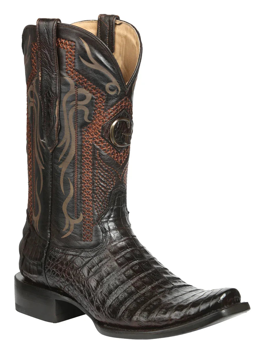 El General Men's Exotic Lizard Cowboy Boots - Brown 45513 main image 0
