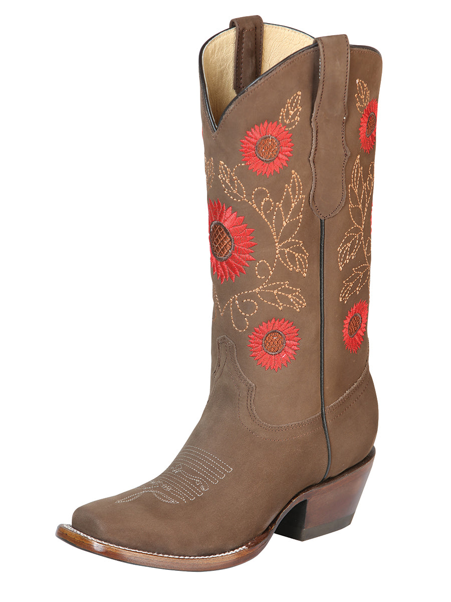El General Women’s Western Boots Nubuck Leather
 - Camel 51162