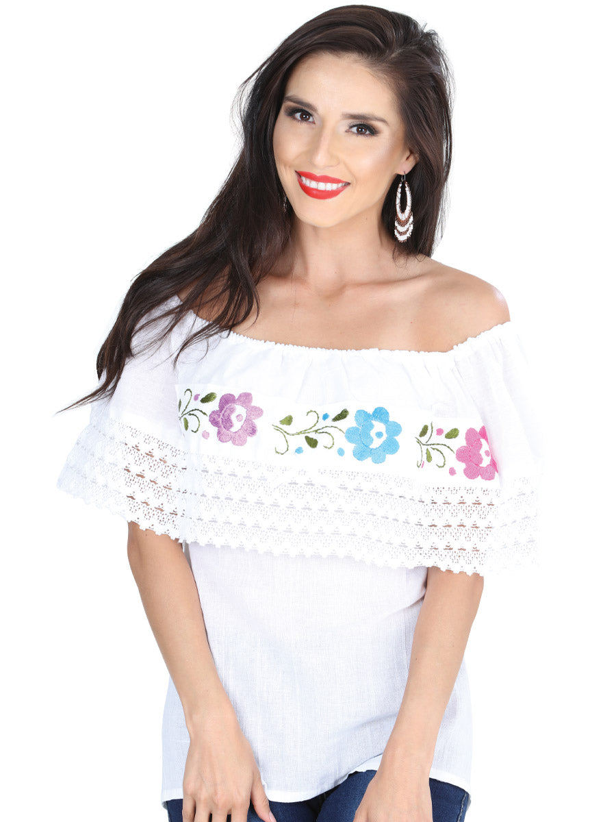 Artisanal Embroidered Blouse 50% Cotton, %50 Polyester White 601310