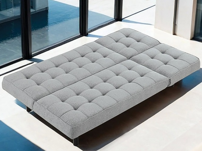 Sofá futon convertible Napervill gris claro vista frontal"