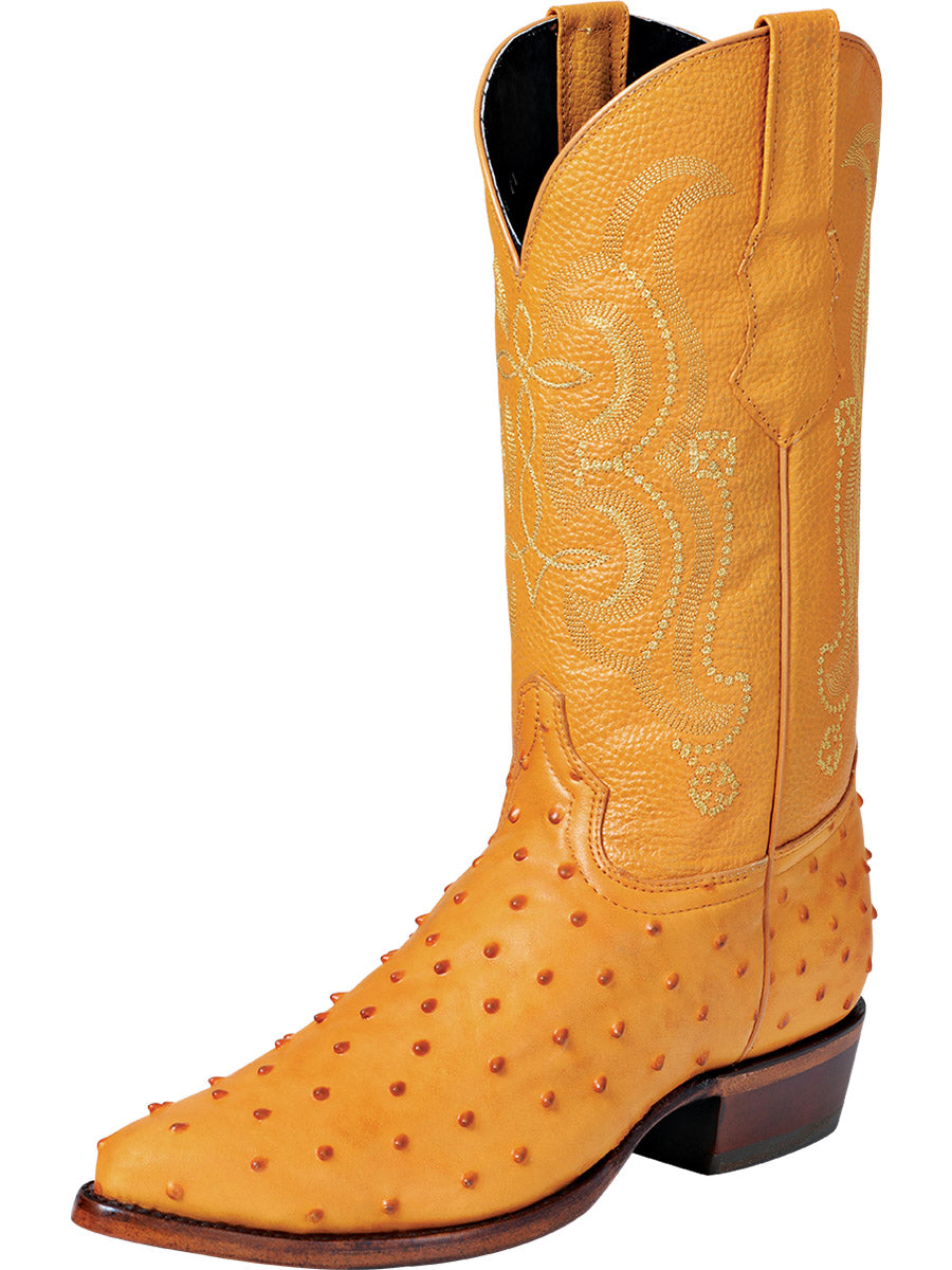 El Señor de los Cielos Men’s Western Boot - Ostrich Print Leather - Butter 40837