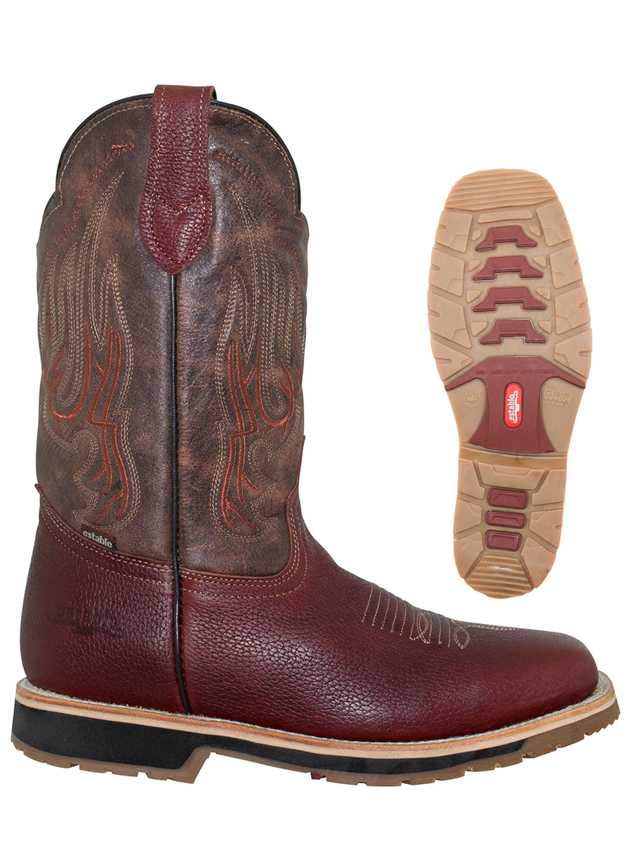 Establo Men’s Rodeo Boot - Bovine Grizzly Leather in Shedron 41541