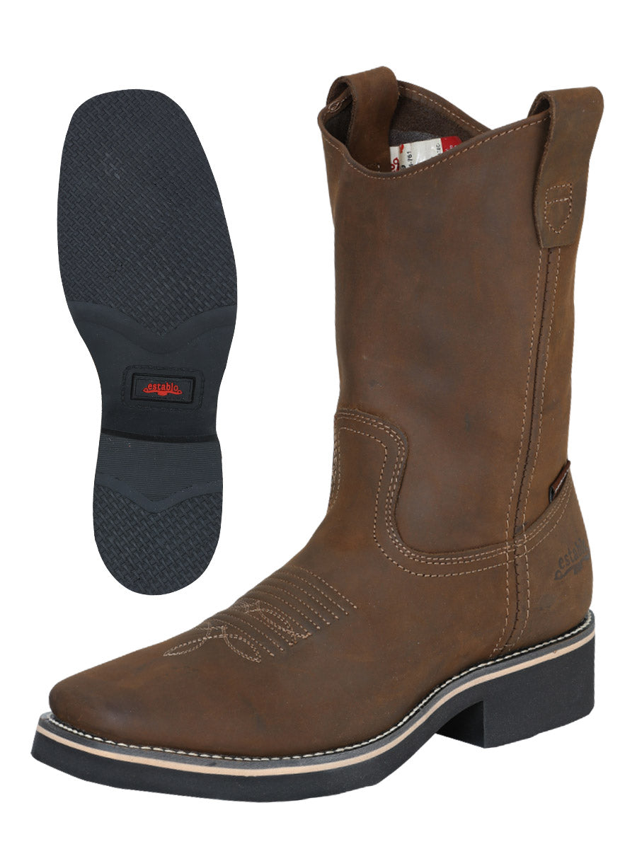 Establo Men’s Rodeo Work Boot - Crazy Leather in Tan

 41550