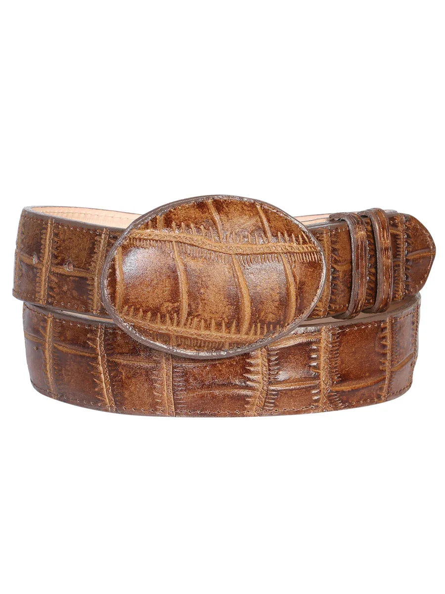 El General Men’s Western Belt - Crocodile Print Leather 41894 - N4dboots.com