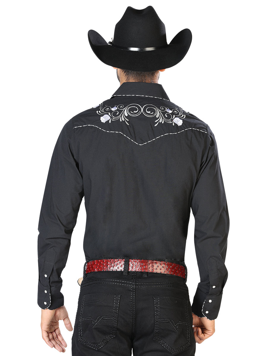 El General Embroidery Western Shirt Black/White 42940