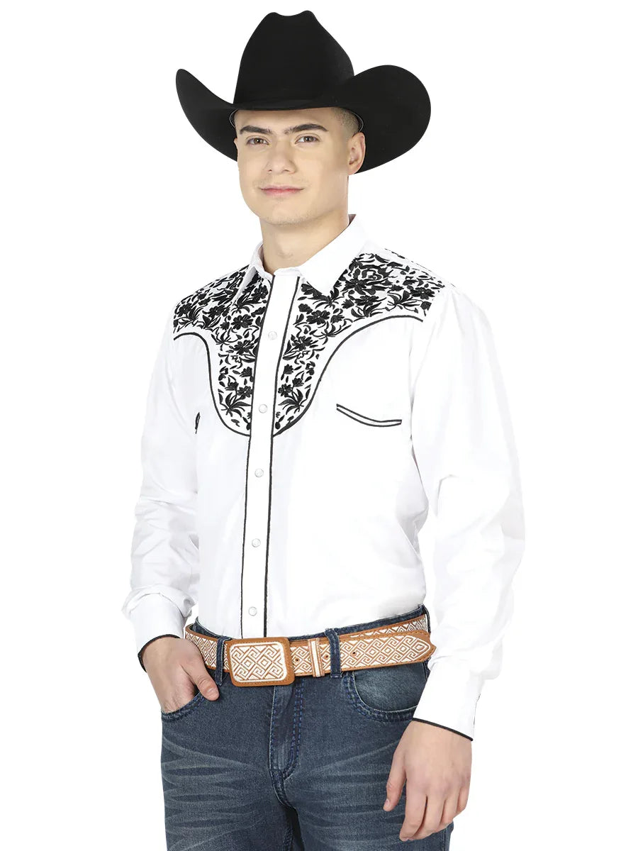 El Señor de los Cielos Embroidery Shirt White/Black 43300 - N4dboots.com