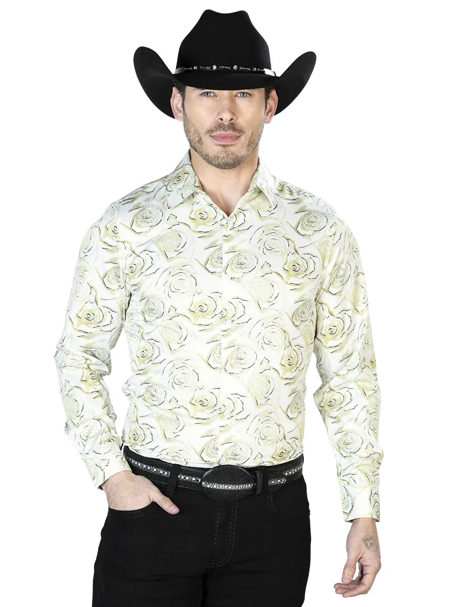 Ivory Casual Long Sleeve Shirt 43678 - N4dboots.com