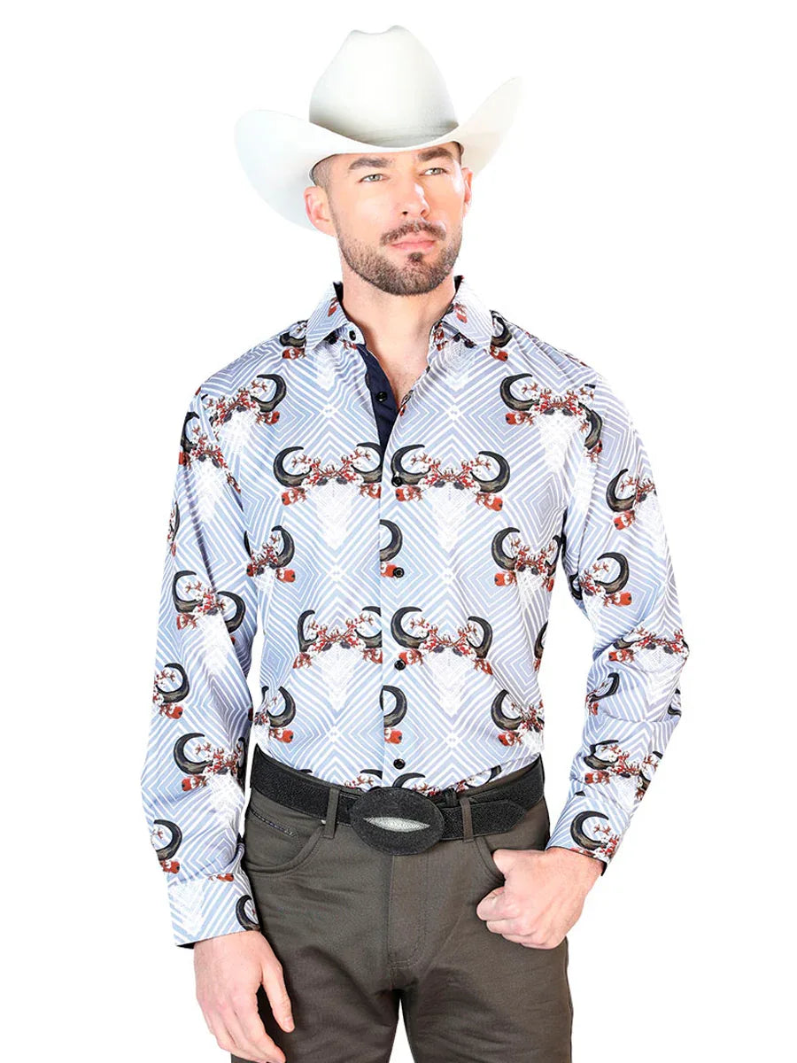 Gray And Black Casual Long Sleeve Shirt 43693 - N4dboots.com