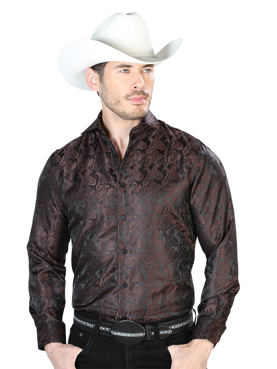 Brown Casual Long Sleeve Shirt 43712