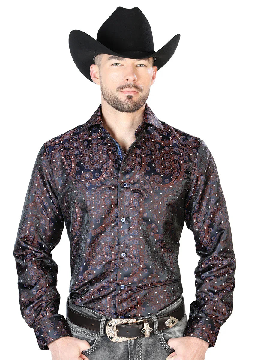 Red And Blue Casual Long Sleeve Shirt 43752 - N4dboots.com