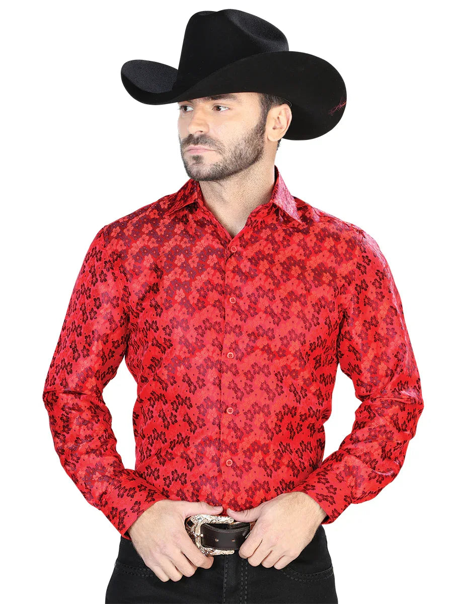 Red Casual Long Sleeve Shirt 43767 - N4dboots.com