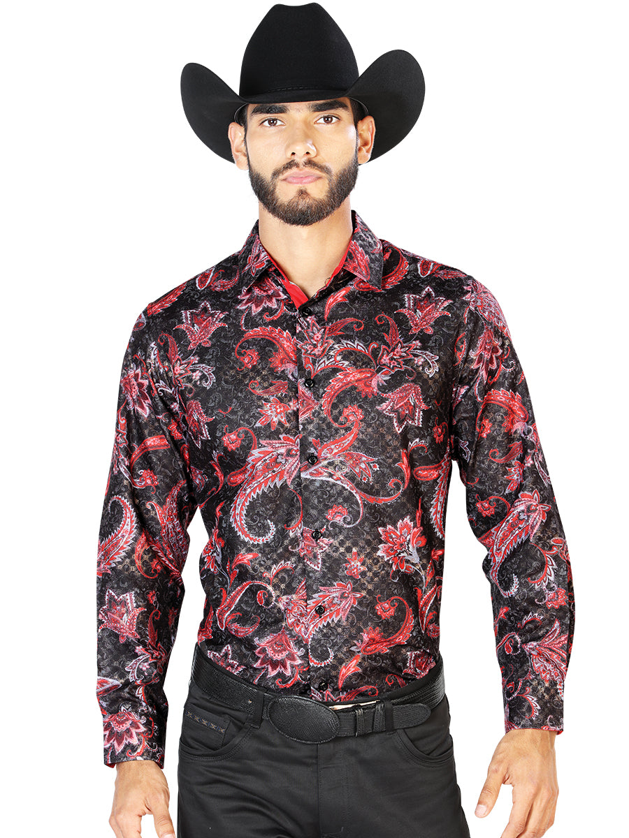 Black Red Casual Long Sleeve Shirt 43804