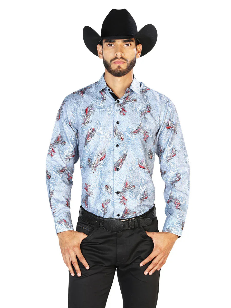 Gray Casual Long Sleeve Shirt 43815 - N4dboots.com