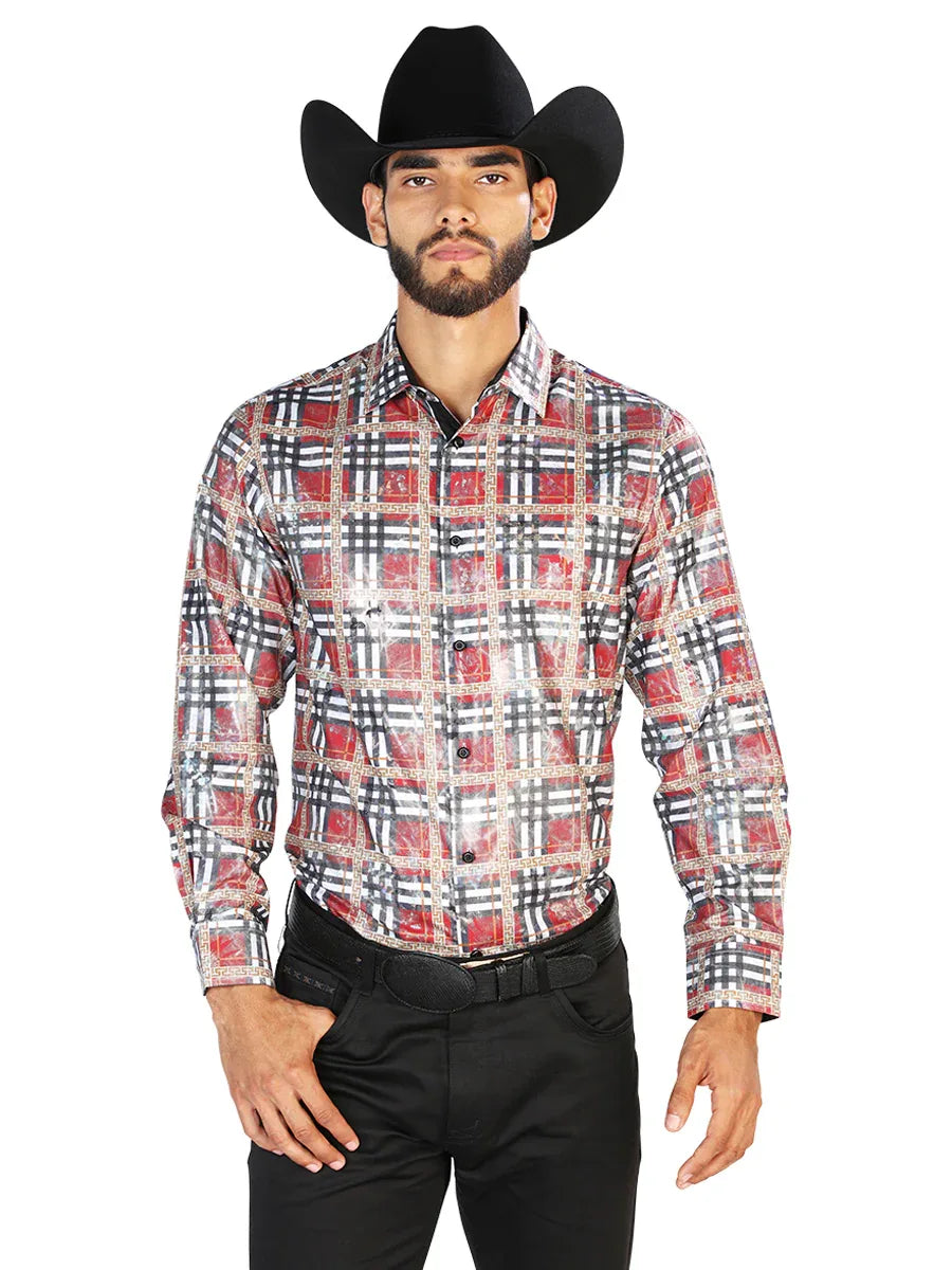 Red Checker Casual Long Sleeve Shirt 43816 - N4dboots.com