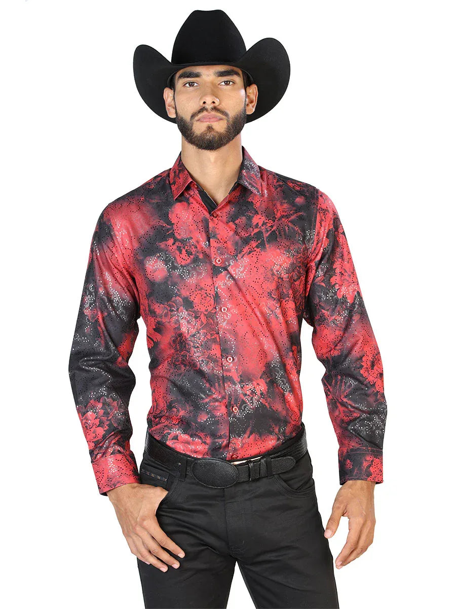 Red Casual Long Sleeve Shirt 43828 - N4dboots.com