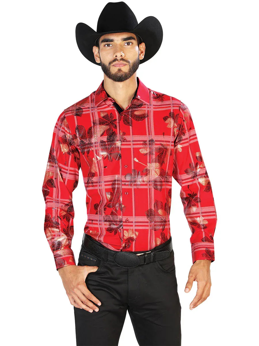 Red Casual Long Sleeve Shirt 43844 - N4dboots.com