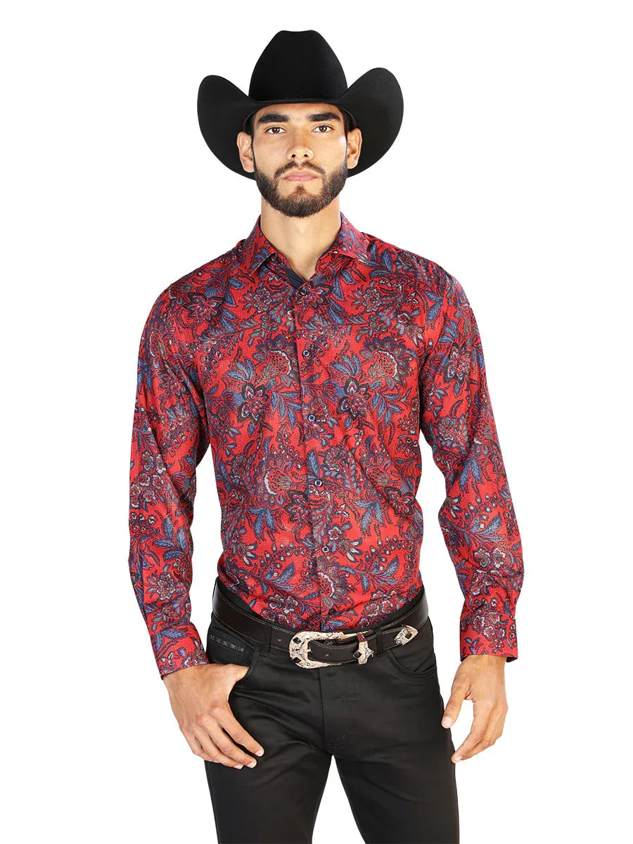 Red And Blue Casual Long Sleeve Shirt 43856 - N4dboots.com