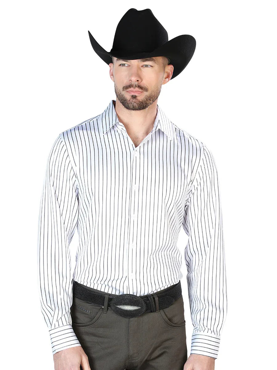 White And Black Casual Long Sleeve Shirt 43926 - N4dboots.com
