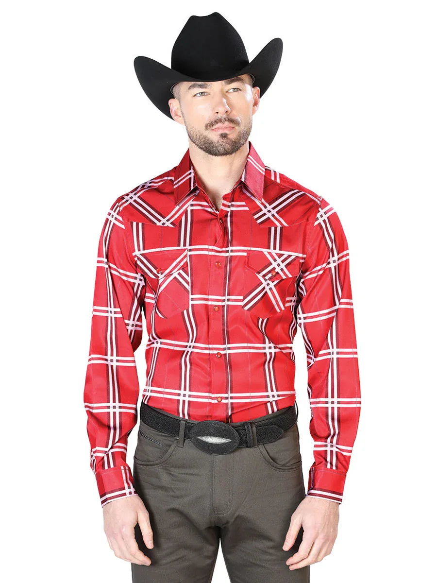 Red With Stripes Casual Long Sleeve Shirt 43928 - N4dboots.com