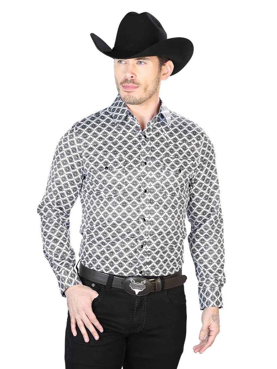 Gray Casual Long Sleeve Shirt 43930 - N4dboots.com