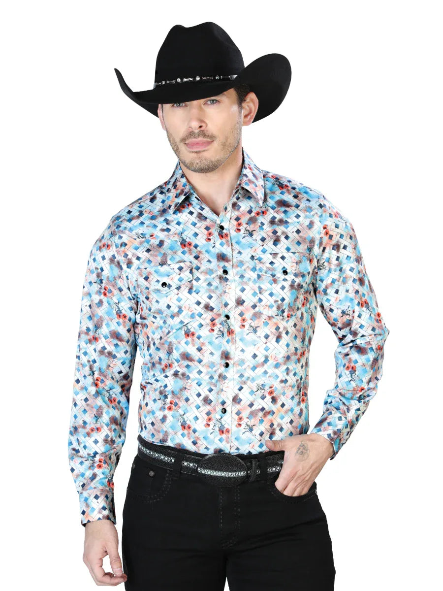 Multicolor Casual Long Sleeve Shirt 43933 - N4dboots.com