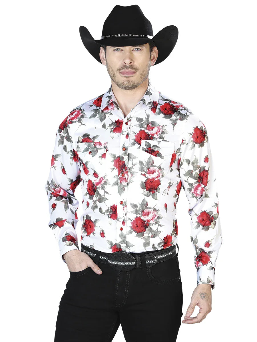 White Roses Casual Long Sleeve Shirt 43935 - N4dboots.com