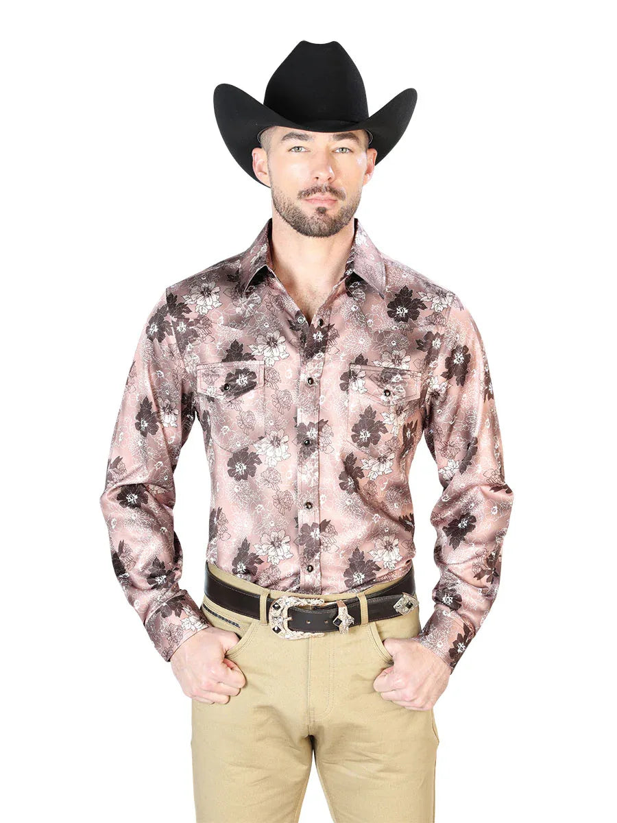Light Brown Casual Long Sleeve Shirt 43947 - N4dboots.com