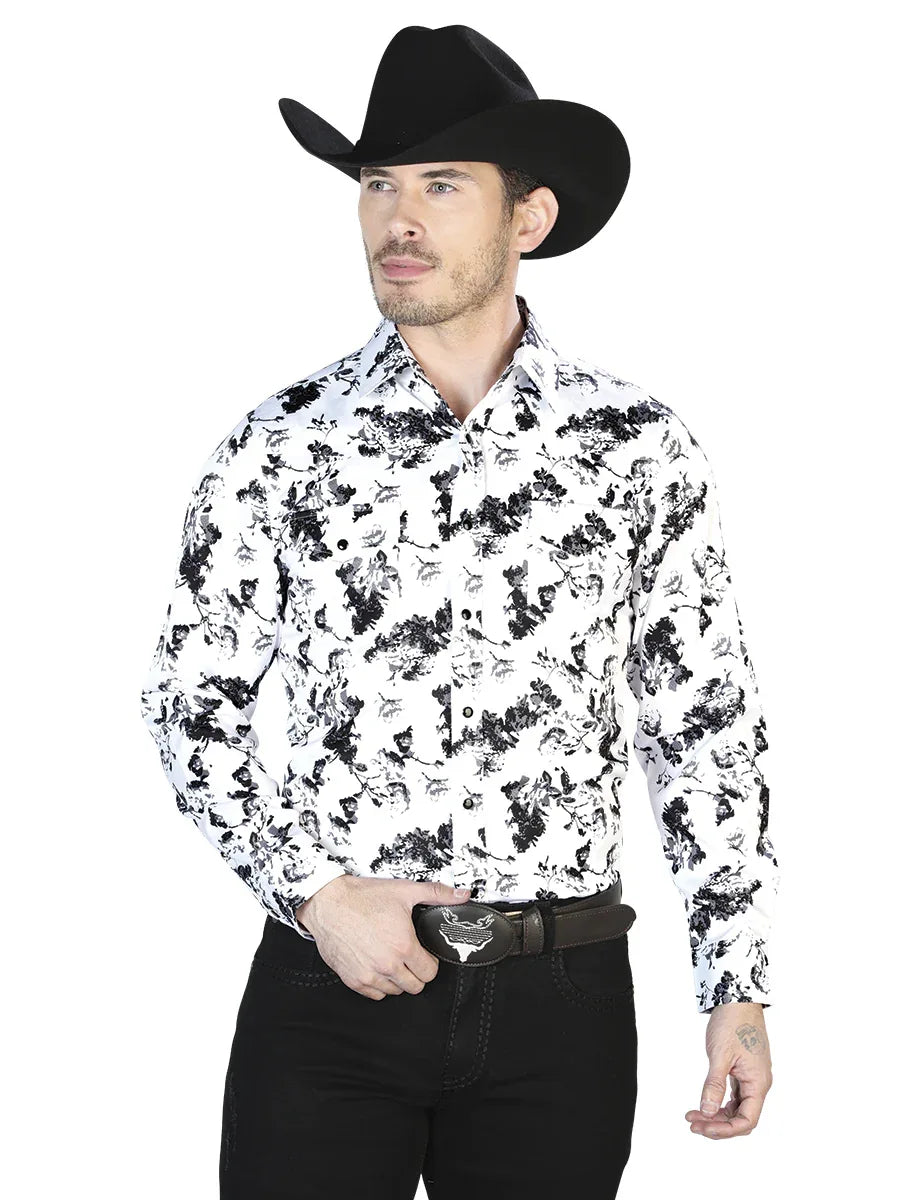 White And Black Casual Long Sleeve Shirt 43952 - N4dboots.com