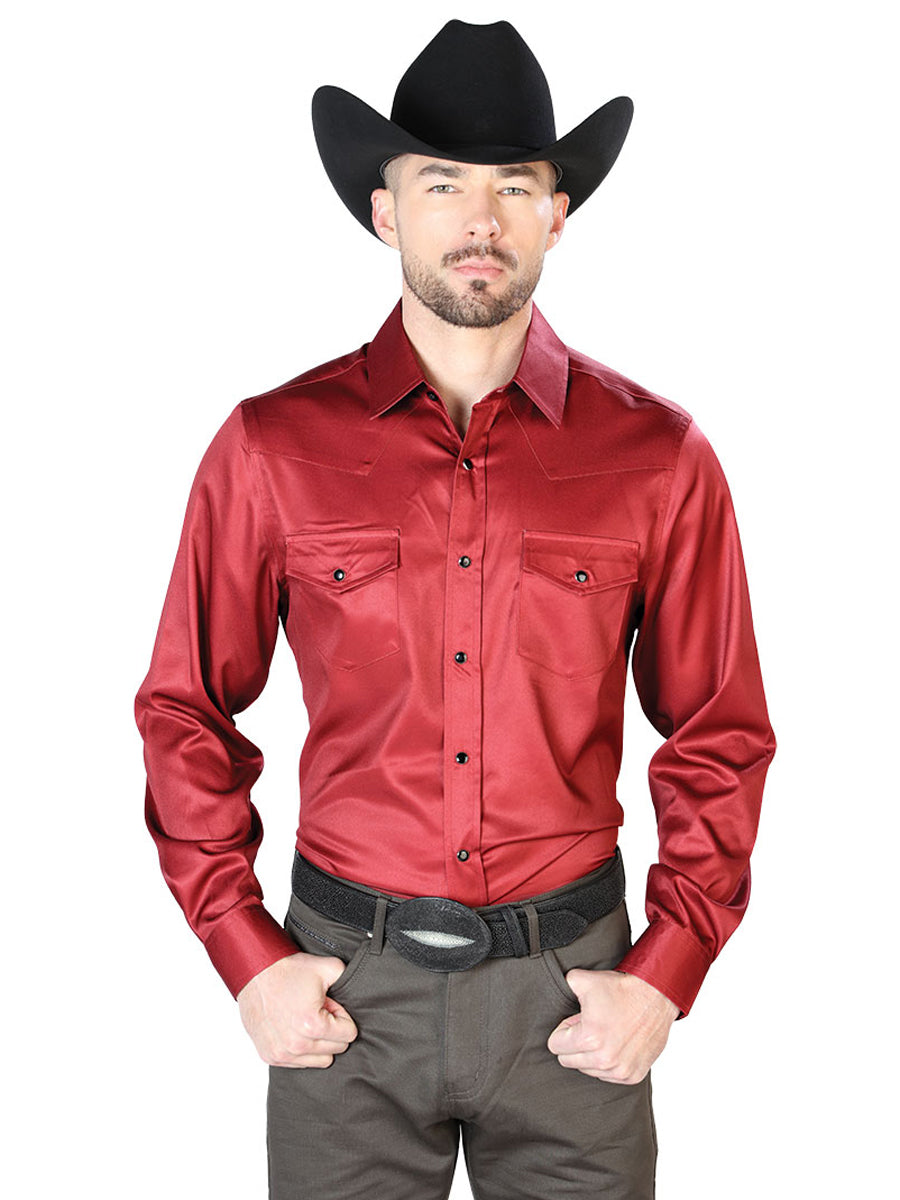 Burgundy Casual Long Sleeve Shirt 43961