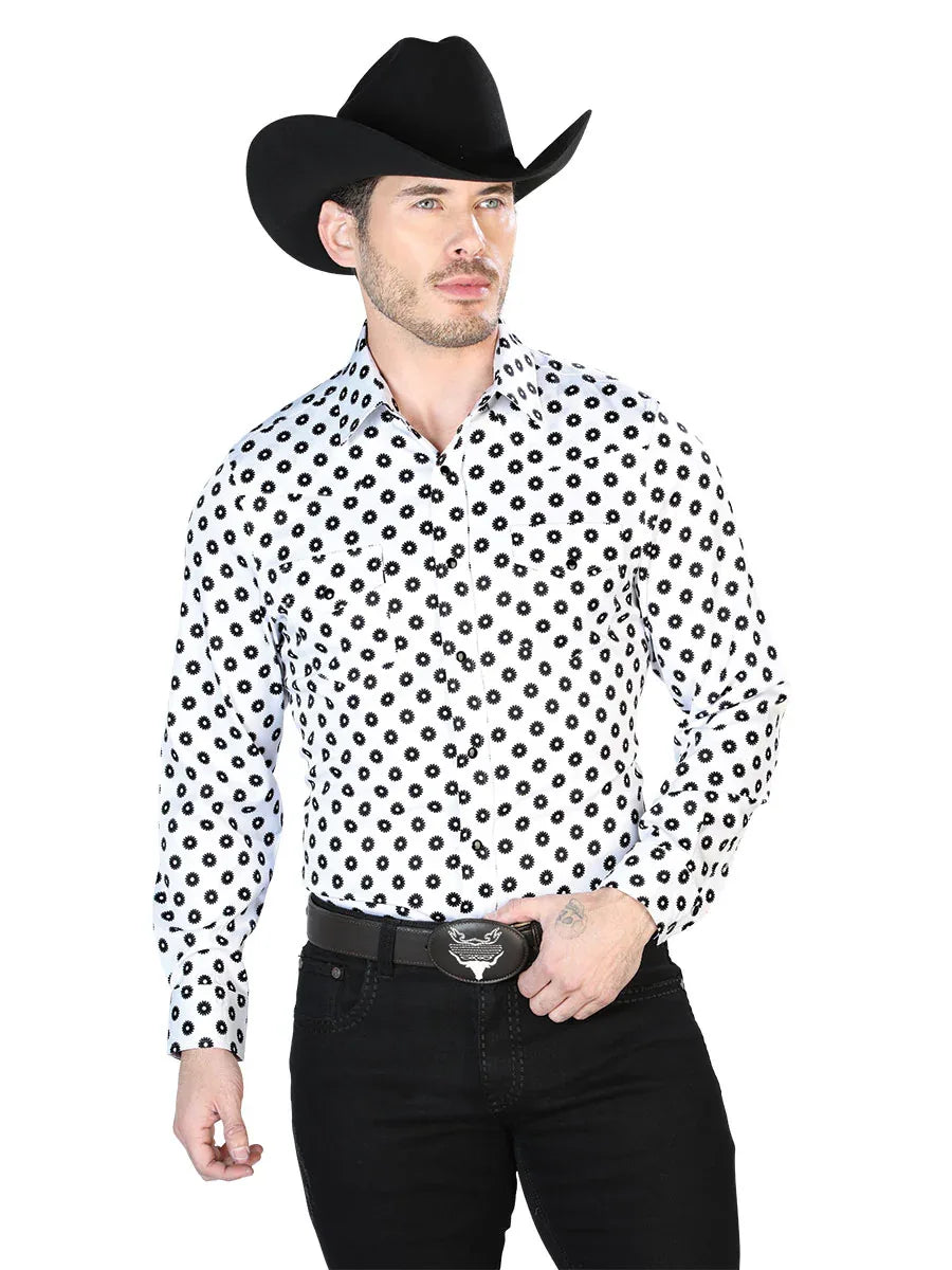 White And Black Casual Long Sleeve Shirt 43964 - N4dboots.com