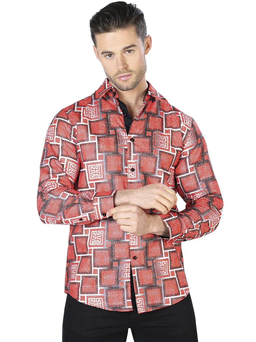 Red Casual Long Sleeve Shirt 44005 - N4dboots.com