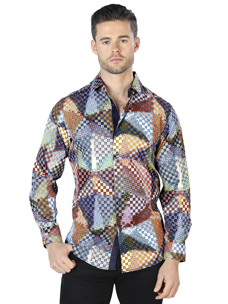 Multicolor Casual Long Sleeve Shirt 44045 - N4dboots.com
