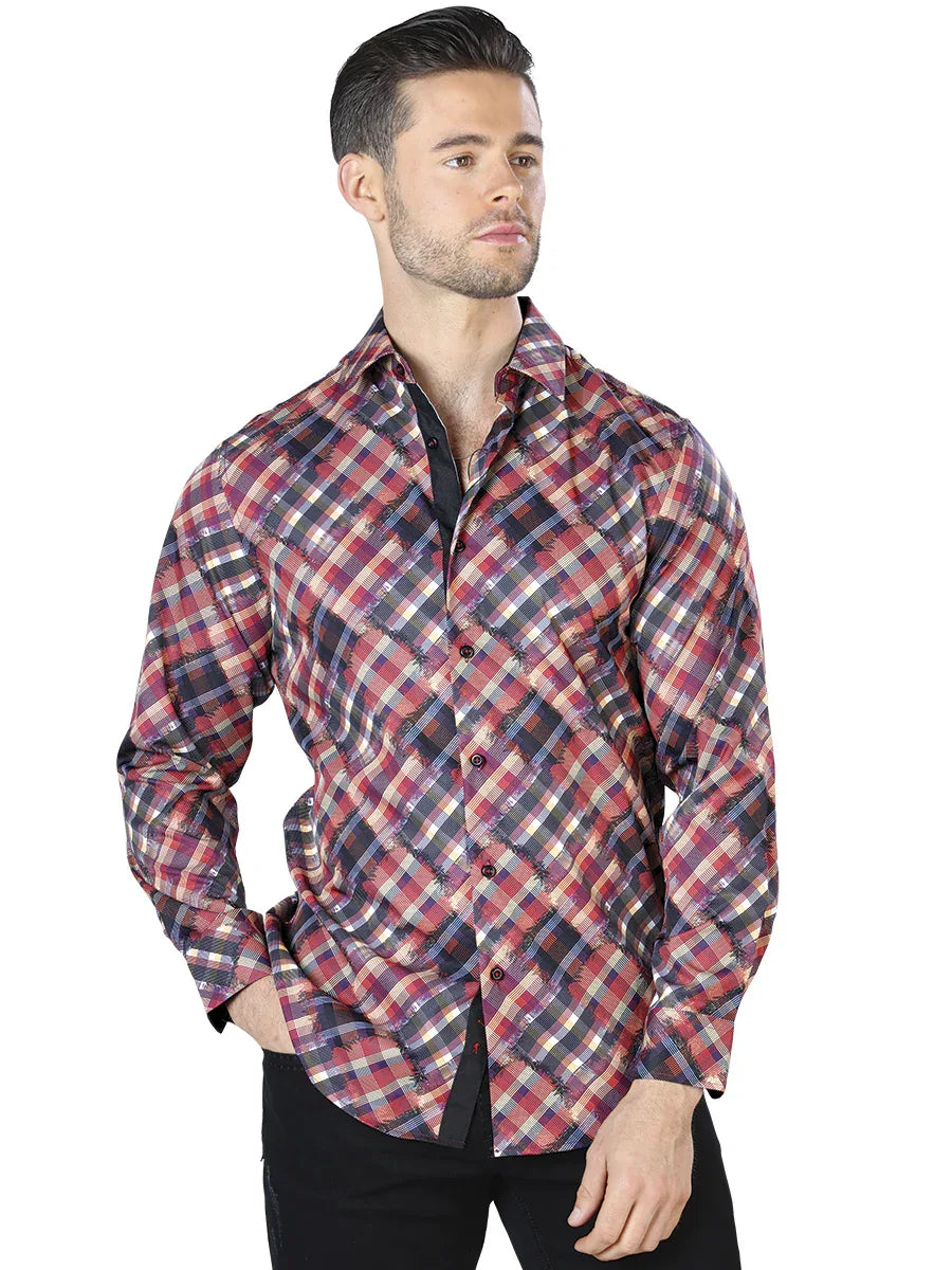 Red Casual Long Sleeve Shirt 44047 - N4dboots.com
