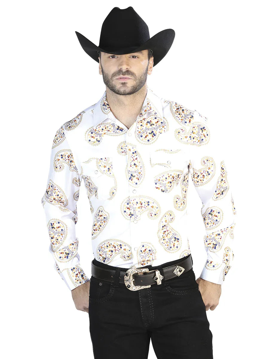 Off White Gold Casual Long Sleeve Shirt 44064 - N4dboots.com