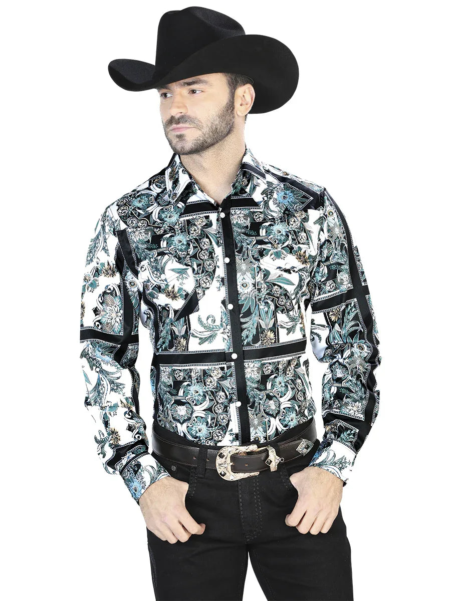 White And Black Casual Long Sleeve Shirt 44082 - N4dboots.com