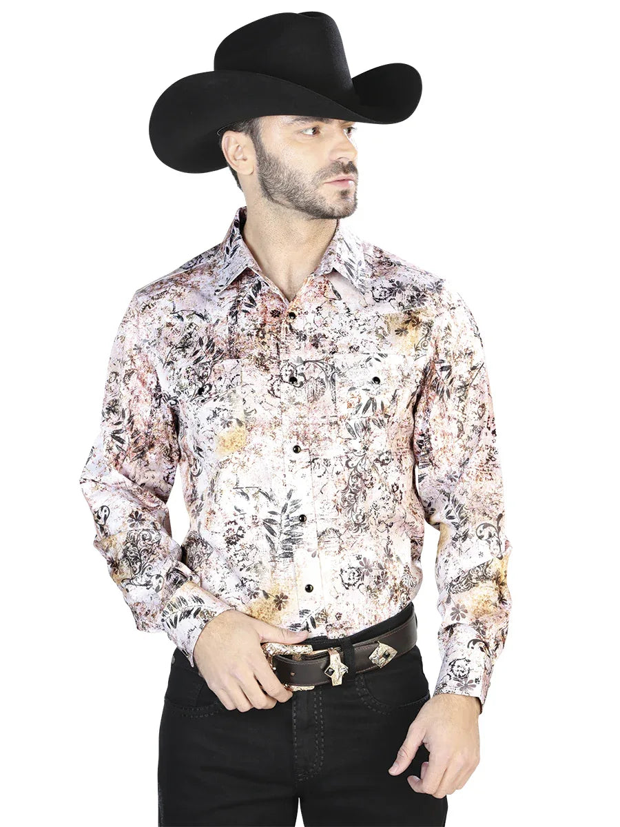 White And Brown Casual Long Sleeve Shirt 44093 - N4dboots.com