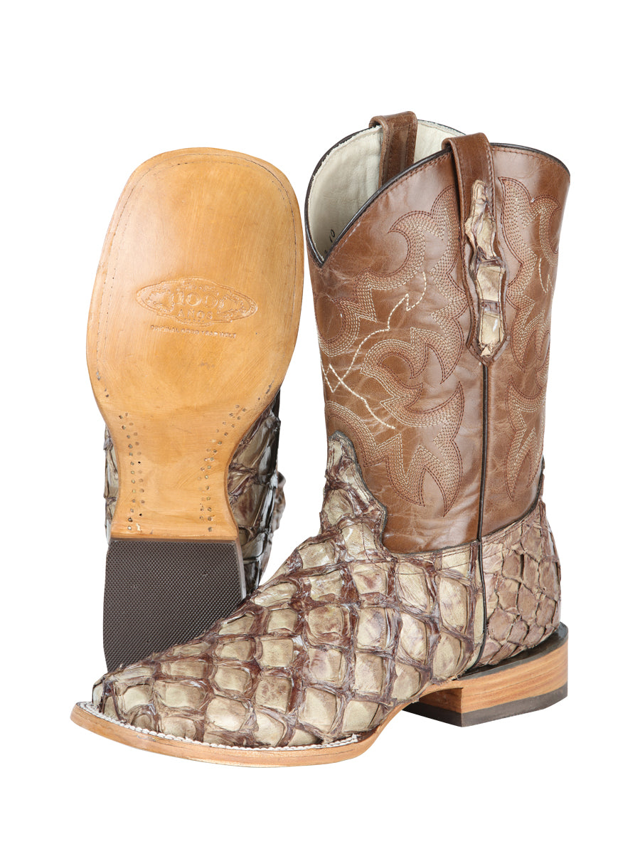 El General Men's Exotic Monster Fish Rodeo Boots - Cream 44114