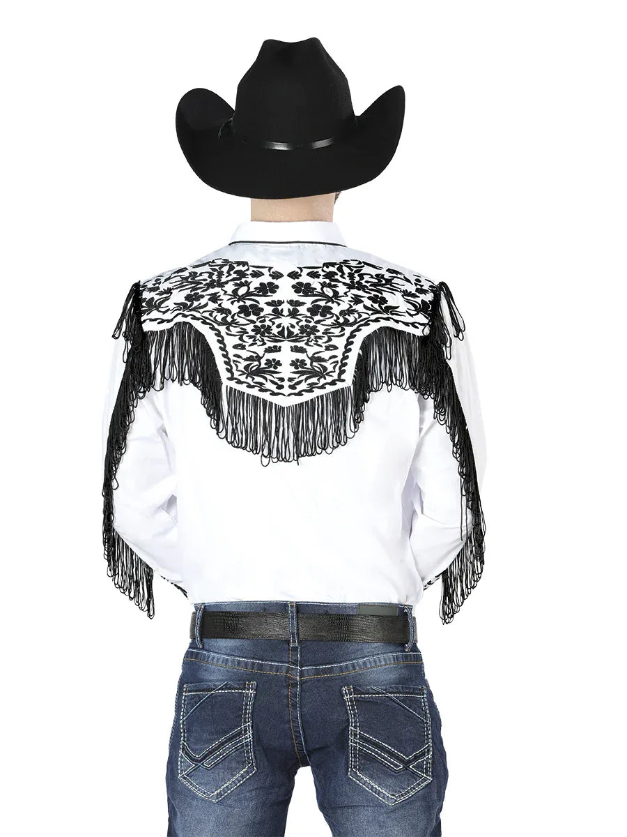 El Señor de los Cielos Embroidery Shirt White/Black 44223 - N4dboots.com