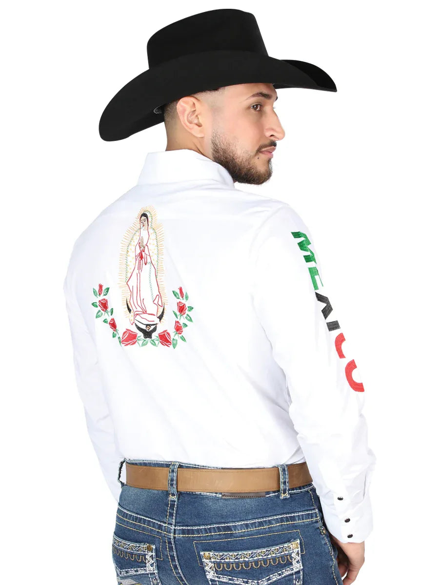 El General Embroidery Western Shirt White/Roses 44294 - N4dboots.com