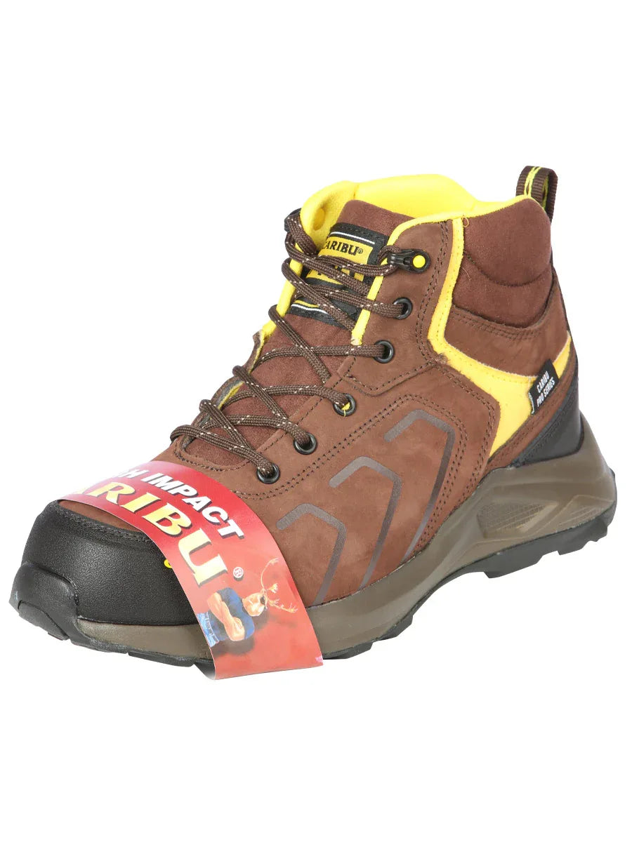 Work Shoe Caribu - Synthetic finish - Brown/Yellow 44362 - N4dboots.com