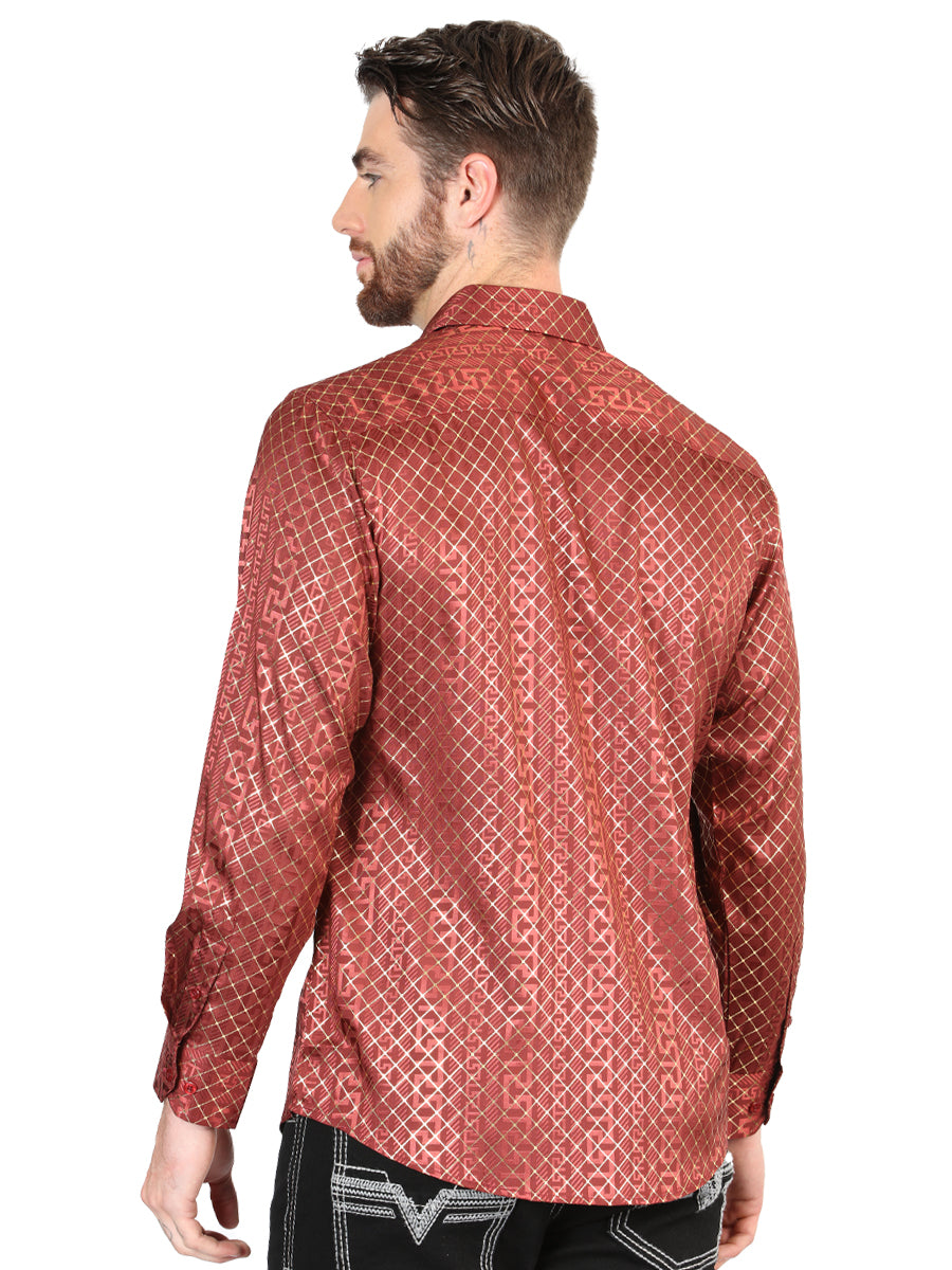 El General Burgundy Casual Long-Sleeve Shirt 44552