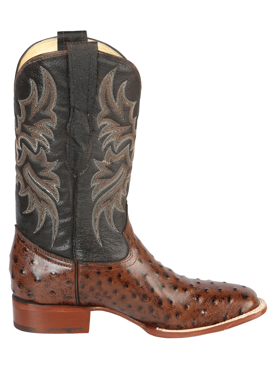 El Señor de los Cielos Men’s Rodeo Boot - Imitation Ostrich Leather - Brown 44934